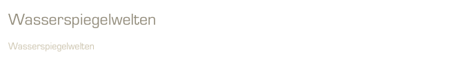 Wasserspiegelwelten     

Wasserspiegelwelten     Nebelwelten     Flächenwasser     AllErlei     Sonnentrommelei     SitZEN